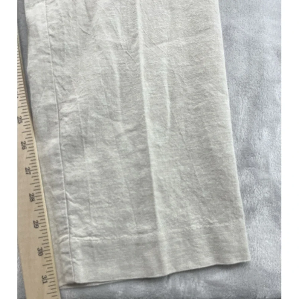 Perry Ellis Portfolio Dress Pants Men 36x32 Natural Linen Slim Fit Linen Blend